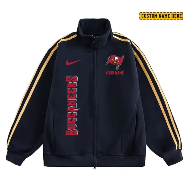 Tampa Bay Buccaneers Men's Jackets Trend Striped Stand-up Collar Baseball SPTJTSDUCB062 - Image 3
