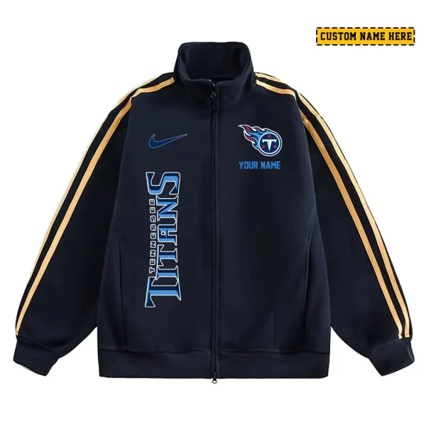 Tennessee Titans Men's Jackets Trend Striped Stand-up Collar Baseball SPTJTSDUCB063