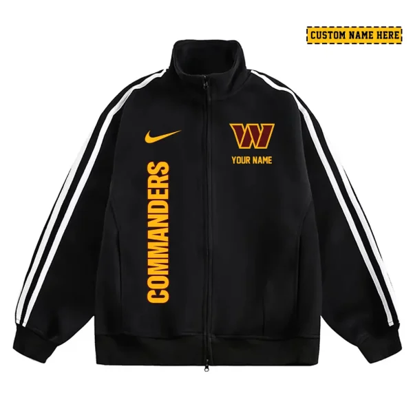 Washington Commanders Men's Jackets Trend Striped Stand-up Collar Baseball SPTJTSDUCB064 - Image 2
