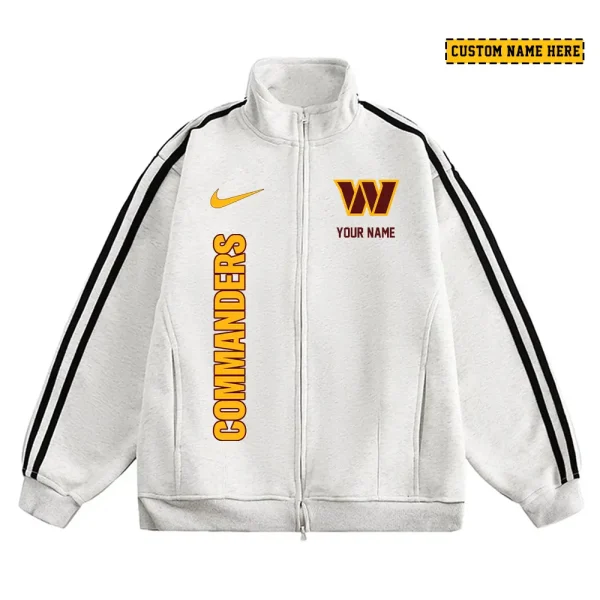Washington Commanders Men's Jackets Trend Striped Stand-up Collar Baseball SPTJTSDUCB064 - Image 3