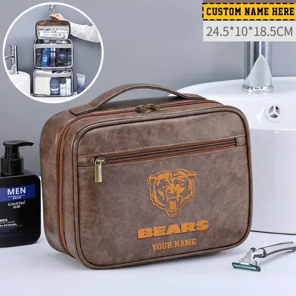 Chicago Bears Leather Wash Bag Travel Business Trips 2025 SPTMLWBTBT006 - Image 5