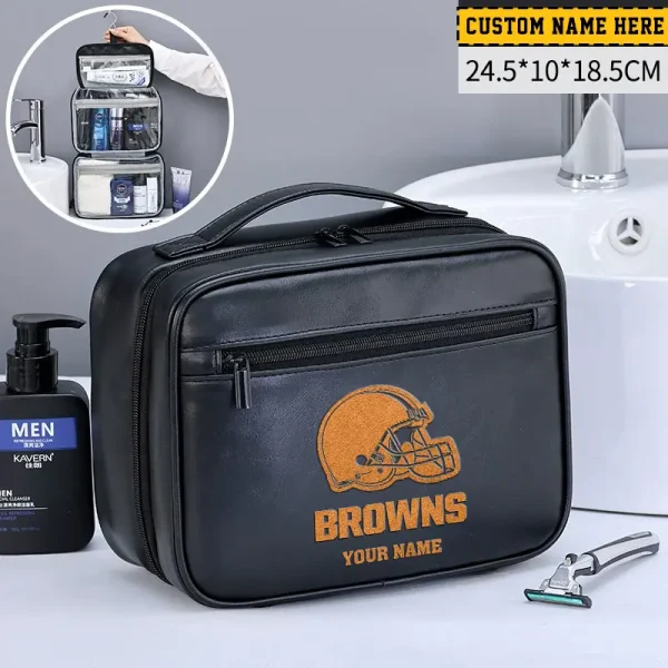 Cleveland Browns Leather Wash Bag Travel Business Trips 2025 SPTMLWBTBT008