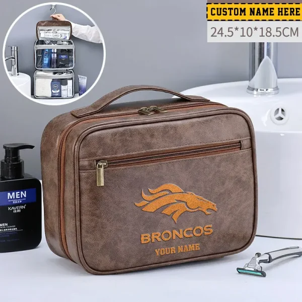 Denver Broncos Leather Wash Bag Travel Business Trips 2025 SPTMLWBTBT010 - Image 2