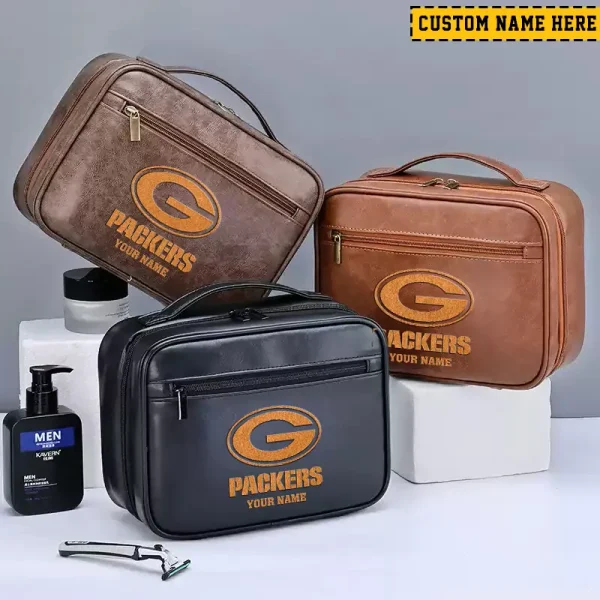 Green Bay Packers Leather Wash Bag Travel Business Trips 2025 SPTMLWBTBT012