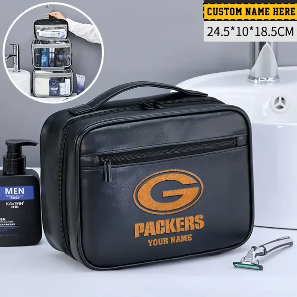 Green Bay Packers Leather Wash Bag Travel Business Trips 2025 SPTMLWBTBT012 - Image 3
