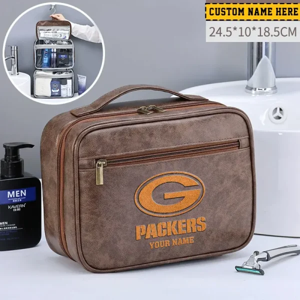 Green Bay Packers Leather Wash Bag Travel Business Trips 2025 SPTMLWBTBT012 - Image 4