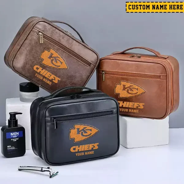 Kansas City Chiefs Leather Wash Bag Travel Business Trips 2025 SPTMLWBTBT016