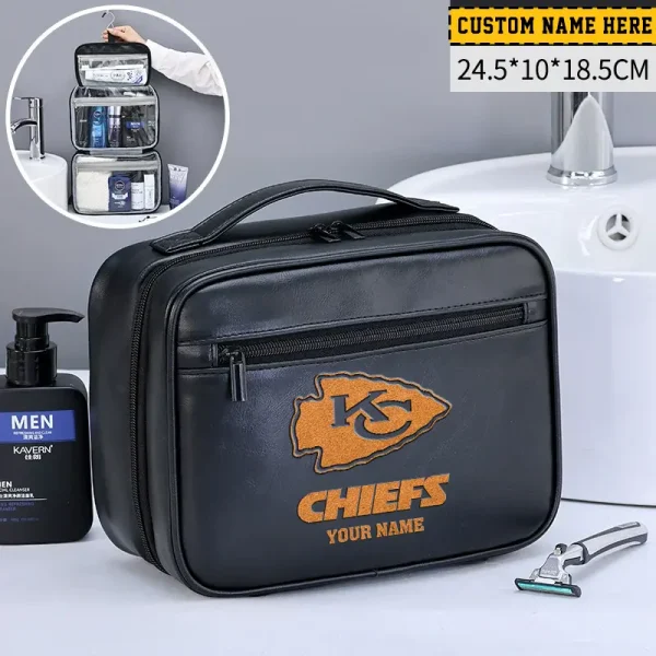 Kansas City Chiefs Leather Wash Bag Travel Business Trips 2025 SPTMLWBTBT016 - Image 2