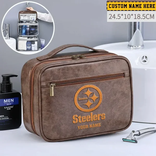 Pittsburgh Steelers Leather Wash Bag Travel Business Trips 2025 SPTMLWBTBT027