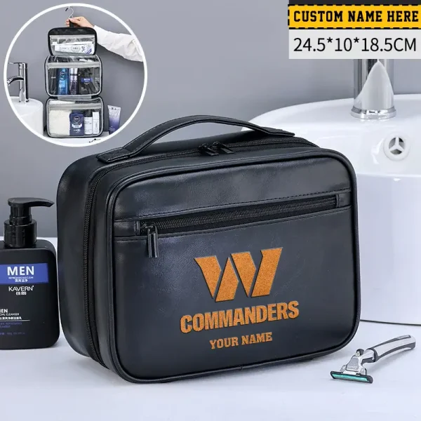 Washington Commanders Leather Wash Bag Travel Business Trips 2025 SPTMLWBTBT032 - Image 2