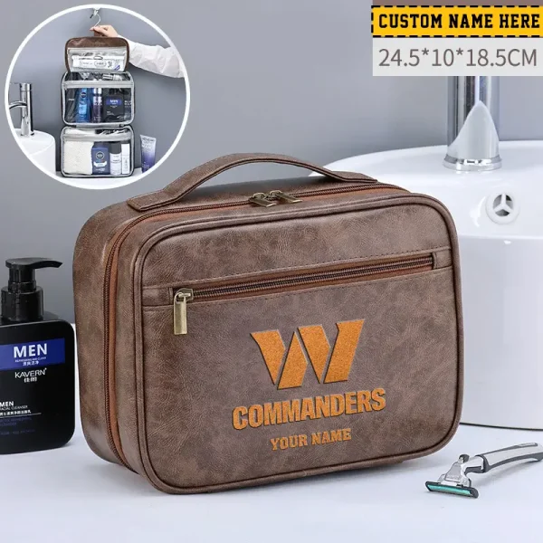 Washington Commanders Leather Wash Bag Travel Business Trips 2025 SPTMLWBTBT032 - Image 3