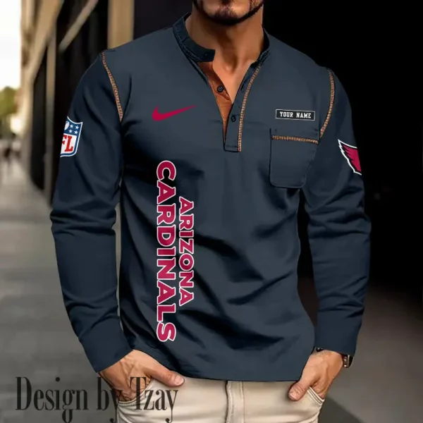 Arizona Cardinals Men's Long Sleeve Stand Casual Shirt Trending 2025 SPTLSCS001 - Image 2