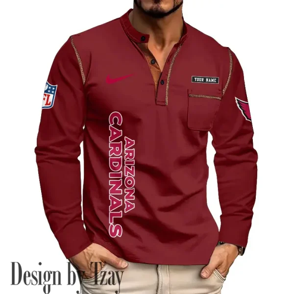 Arizona Cardinals Men's Long Sleeve Stand Casual Shirt Trending 2025 SPTLSCS001 - Image 4
