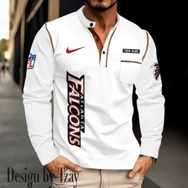 Atlanta Falcons Men's Long Sleeve Stand Casual Shirt Trending 2025 SPTLSCS002
