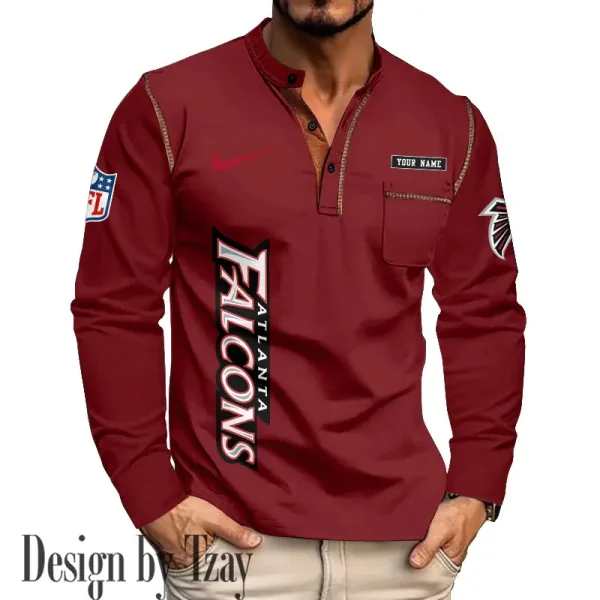Atlanta Falcons Men's Long Sleeve Stand Casual Shirt Trending 2025 SPTLSCS002 - Image 3
