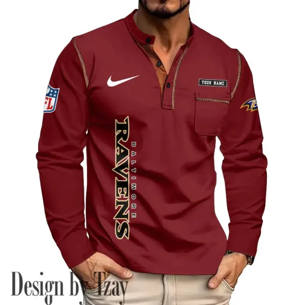 Baltimore Ravens Men's Long Sleeve Stand Casual Shirt Trending 2025 SPTLSCS003 - Image 4
