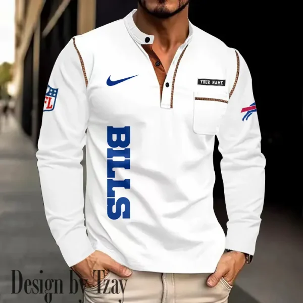 Buffalo Bills Men's Long Sleeve Stand Casual Shirt Trending 2025 SPTLSCS004