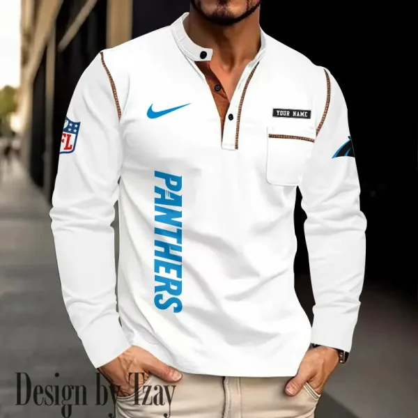Carolina Panthers Men's Long Sleeve Stand Casual Shirt Trending 2025 SPTLSCS005 - Image 4