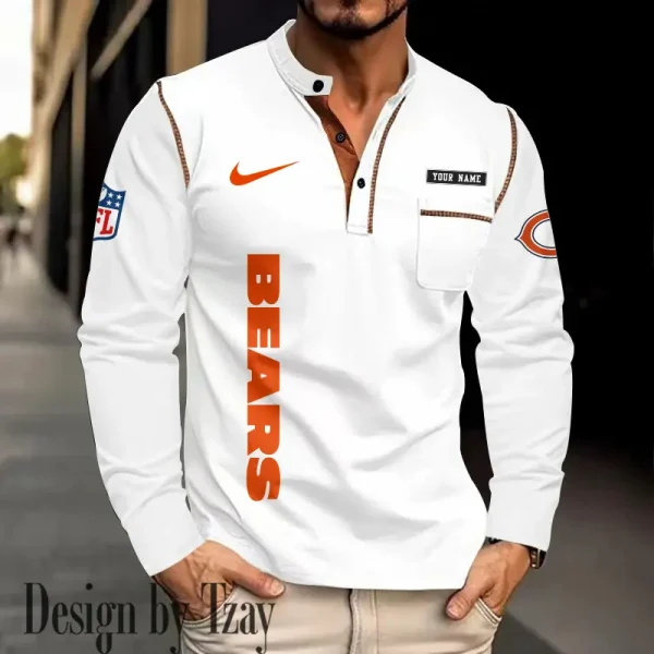 Chicago Bears Men's Long Sleeve Stand Casual Shirt Trending 2025 SPTLSCS006