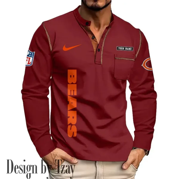 Chicago Bears Men's Long Sleeve Stand Casual Shirt Trending 2025 SPTLSCS006 - Image 3
