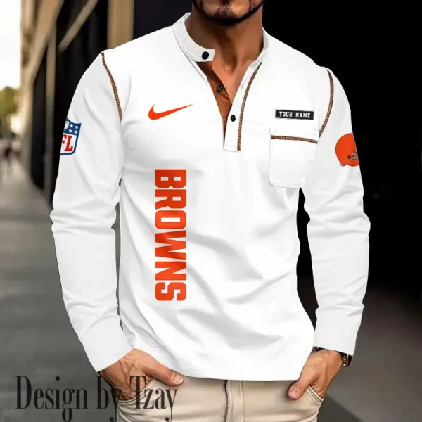 Cleveland Browns Men's Long Sleeve Stand Casual Shirt Trending 2025 SPTLSCS008