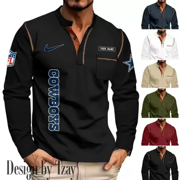 Dallas Cowboys Men's Long Sleeve Stand Casual Shirt Trending 2025 SPTLSCS009