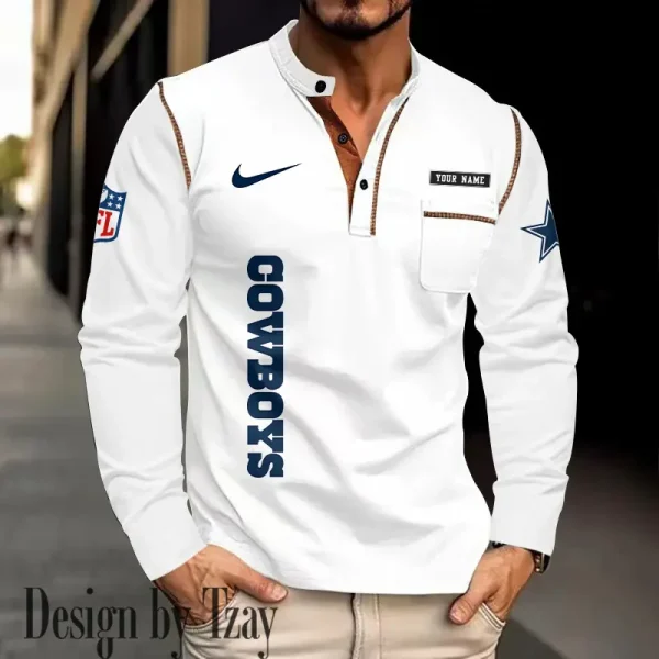 Dallas Cowboys Men's Long Sleeve Stand Casual Shirt Trending 2025 SPTLSCS009 - Image 4