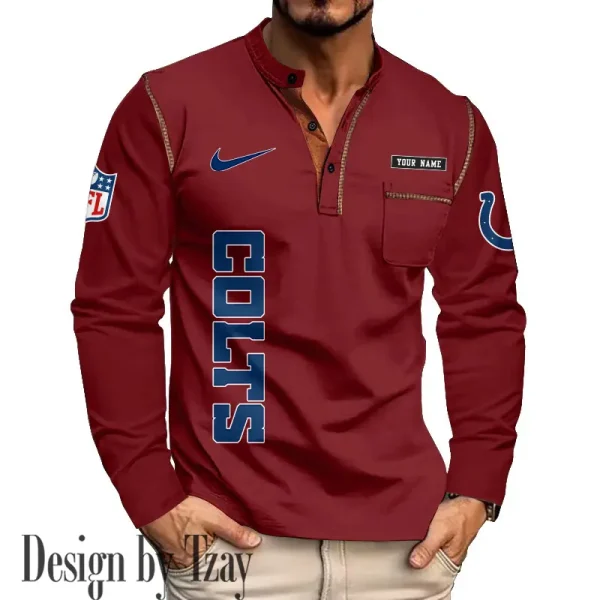 Indianapolis Colts Men's Long Sleeve Stand Casual Shirt Trending 2025 SPTLSCS014 - Image 4