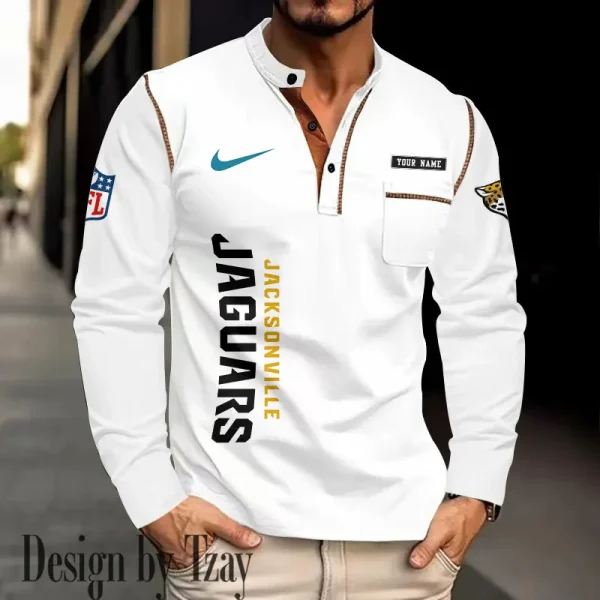 Jacksonville Jaguars Men's Long Sleeve Stand Casual Shirt Trending 2025 SPTLSCS015 - Image 4