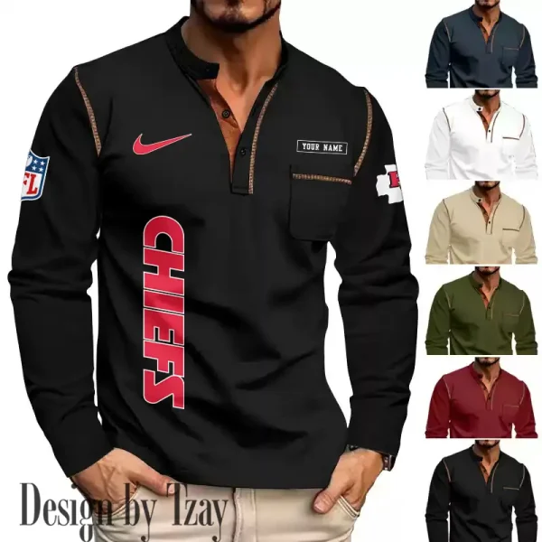 Kansas City Chiefs Men's Long Sleeve Stand Casual Shirt Trending 2025 SPTLSCS016 - Image 4