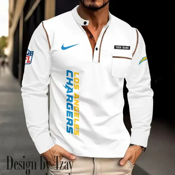 Los Angeles Chargers Men's Long Sleeve Stand Casual Shirt Trending 2025 SPTLSCS018