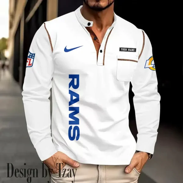 Los Angeles Rams Men's Long Sleeve Stand Casual Shirt Trending 2025 SPTLSCS019