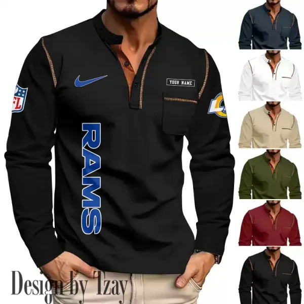 Los Angeles Rams Men's Long Sleeve Stand Casual Shirt Trending 2025 SPTLSCS019 - Image 2