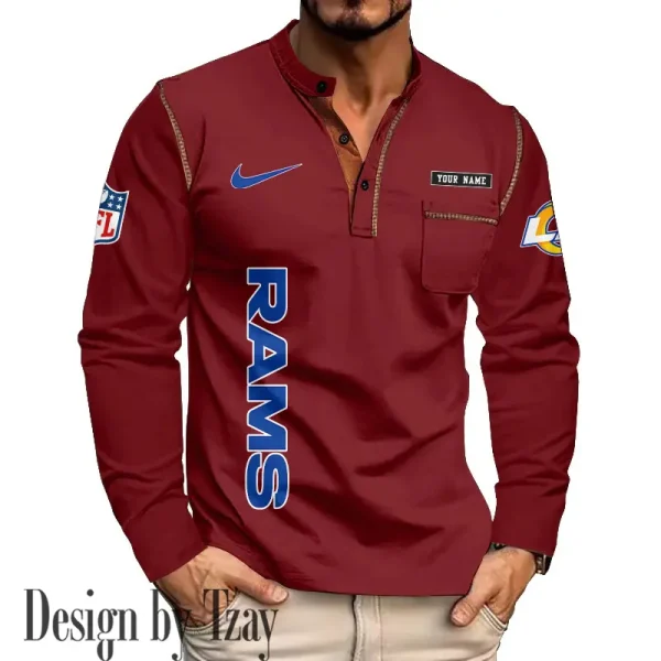 Los Angeles Rams Men's Long Sleeve Stand Casual Shirt Trending 2025 SPTLSCS019 - Image 4