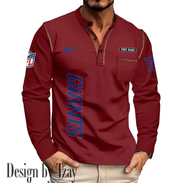 New York Giants Men's Long Sleeve Stand Casual Shirt Trending 2025 SPTLSCS024 - Image 4