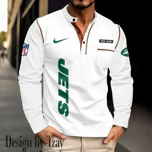 New York Jets Men's Long Sleeve Stand Casual Shirt Trending 2025 SPTLSCS025 - Image 4