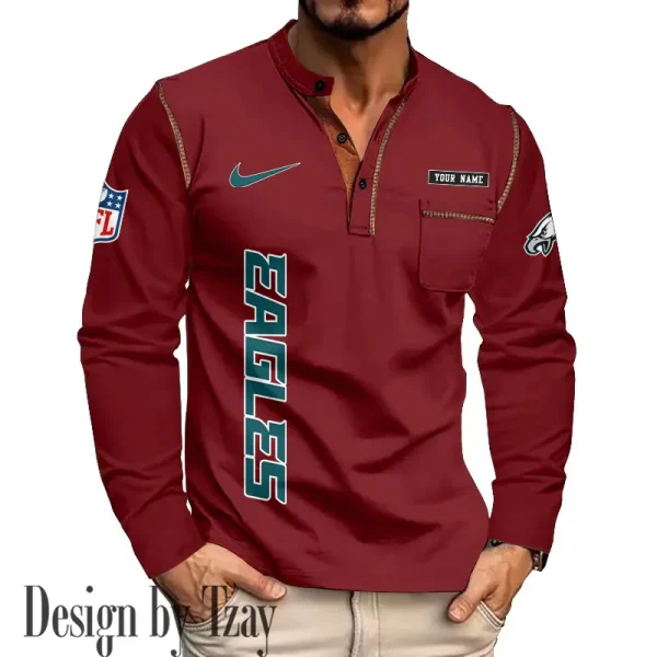 Philadelphia Eagles Men's Long Sleeve Stand Casual Shirt Trending 2025 SPTLSCS026 - Image 2