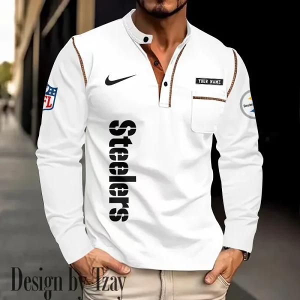 Pittsburgh Steelers Men's Long Sleeve Stand Casual Shirt Trending 2025 SPTLSCS027 - Image 4