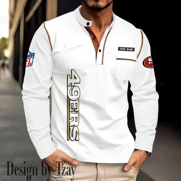 San Francisco 49ers Men's Long Sleeve Stand Casual Shirt Trending 2025 SPTLSCS028