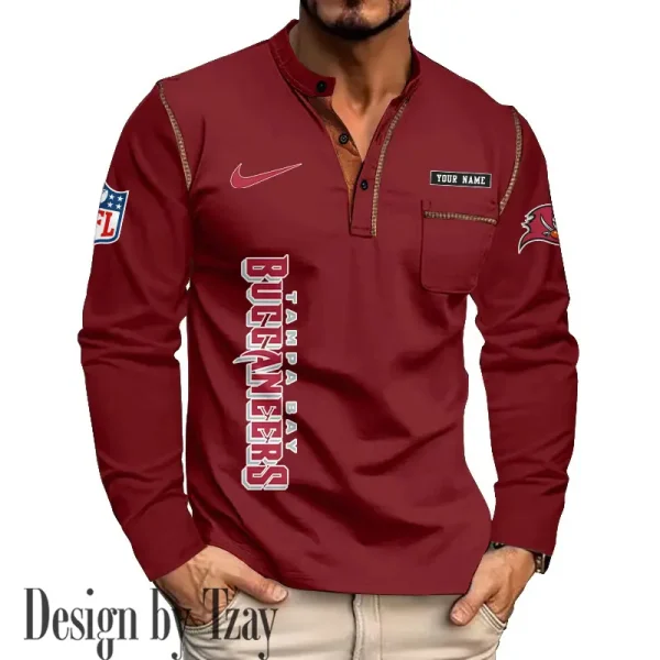 Tampa Bay Buccaneers Men's Long Sleeve Stand Casual Shirt Trending 2025 SPTLSCS030 - Image 2