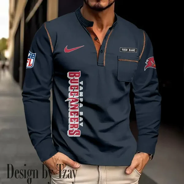 Tampa Bay Buccaneers Men's Long Sleeve Stand Casual Shirt Trending 2025 SPTLSCS030 - Image 3