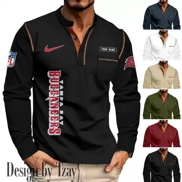 Tampa Bay Buccaneers Men's Long Sleeve Stand Casual Shirt Trending 2025 SPTLSCS030 - Image 4