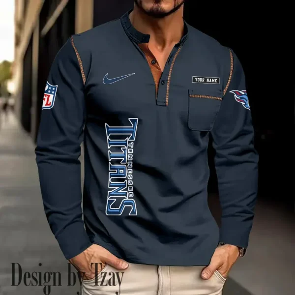 Tennessee Titans Men's Long Sleeve Stand Casual Shirt Trending 2025 SPTLSCS031