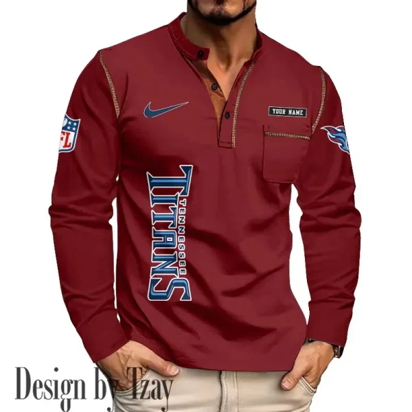 Tennessee Titans Men's Long Sleeve Stand Casual Shirt Trending 2025 SPTLSCS031 - Image 2