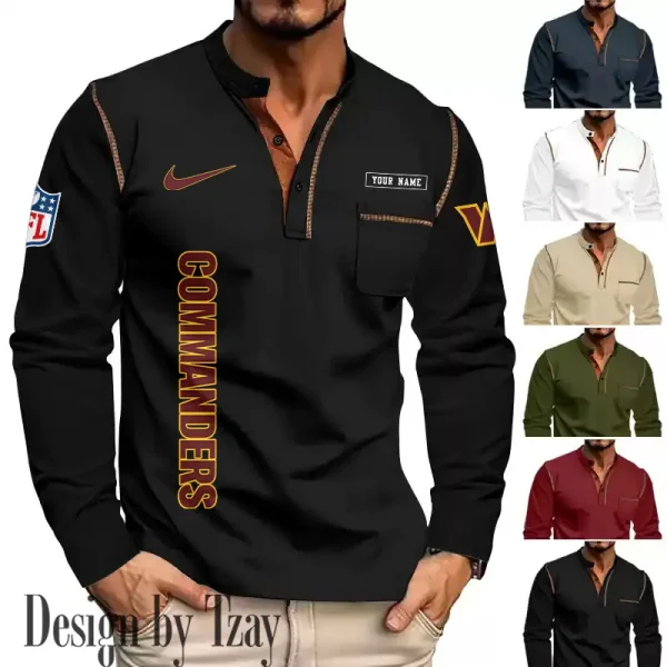 Washington Commanders Men's Long Sleeve Stand Casual Shirt Trending 2025 SPTLSCS032 - Image 2