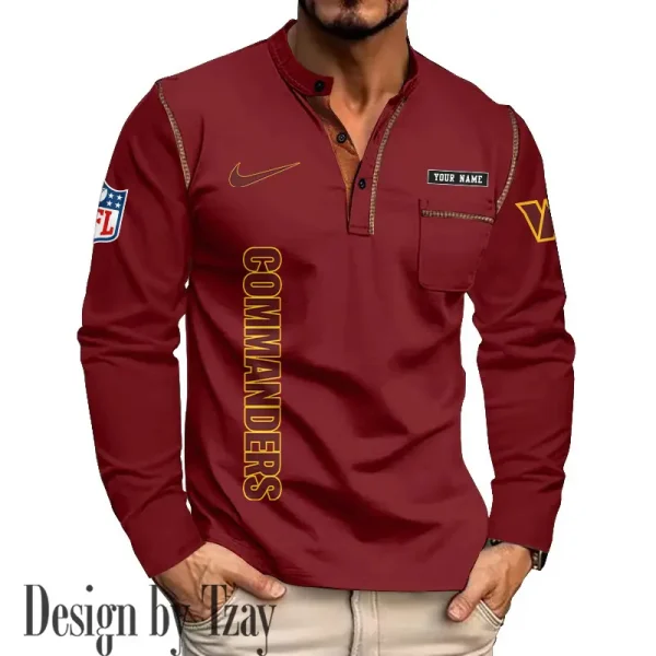 Washington Commanders Men's Long Sleeve Stand Casual Shirt Trending 2025 SPTLSCS032 - Image 4