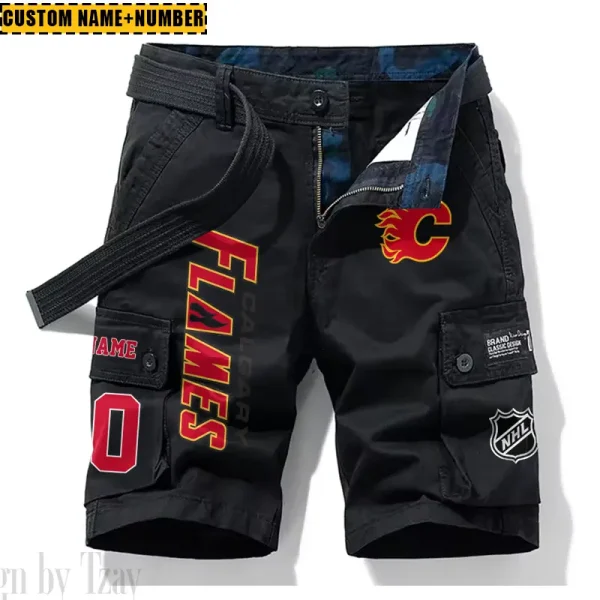 Calgary Flames New Summer Men Cargo Shorts Fashion 2025 SPTNSM036
