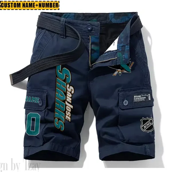 San Jose Sharks New Summer Men Cargo Shorts Fashion 2025 SPTNSM063 - Image 3