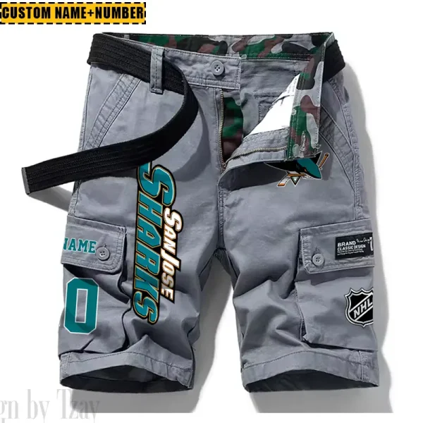 San Jose Sharks New Summer Men Cargo Shorts Fashion 2025 SPTNSM063 - Image 5