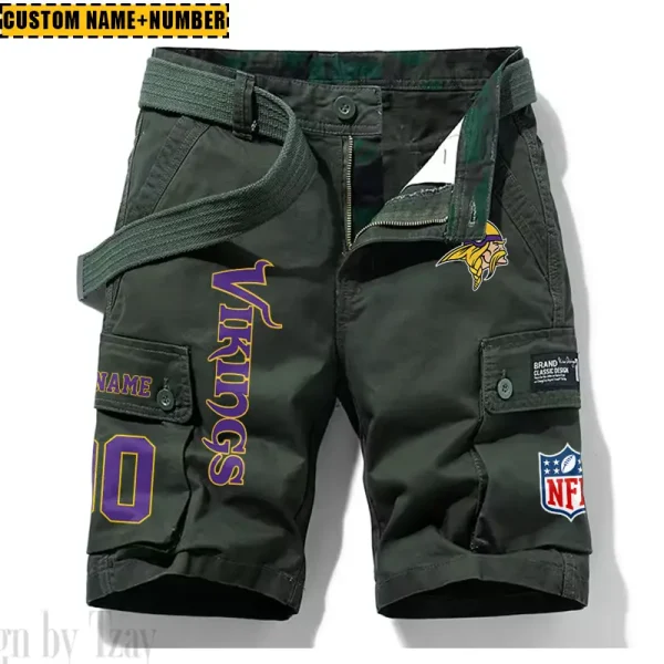 Minnesota Vikings New Summer Men Cargo Shorts Fashion 2025  SPTNSM021 - Image 4